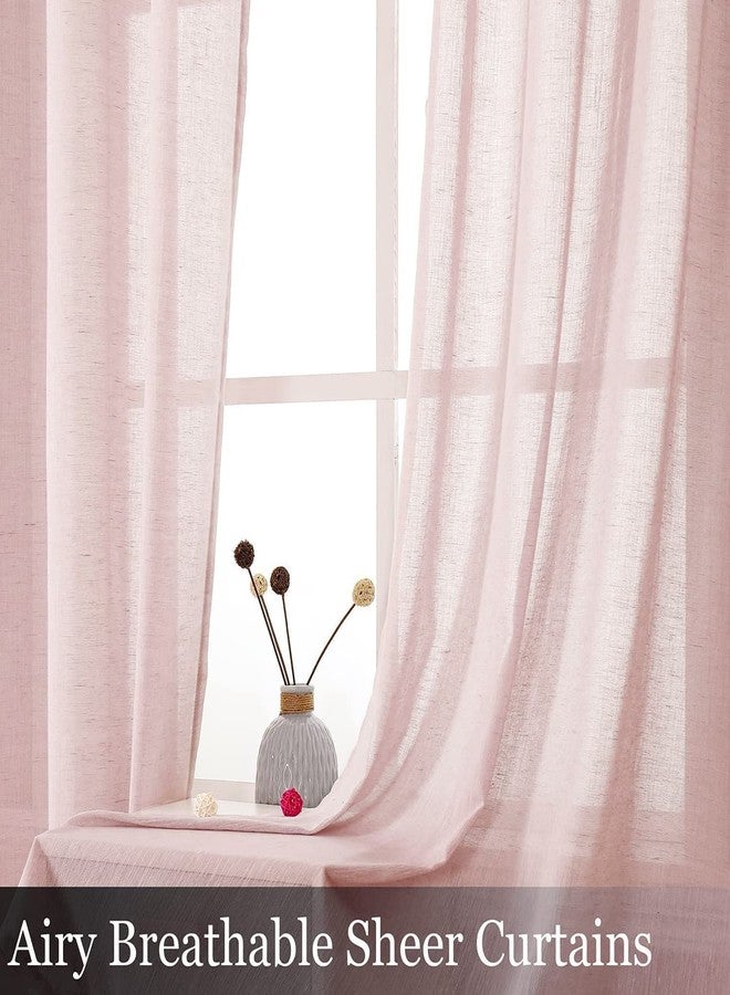 MISS SELECTEX Miss SELETEX Blush Pink Natural Linen Sheer Curtains for Living Room Elegant Kitchen Curtains Grommet Light Filtering Nursery Curtains Window Voile Linen Textured Panels for Bedroom 2 Panels 52Wx54L - Image 4